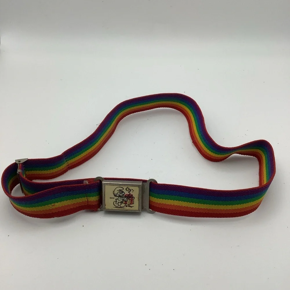 Vintage Child’s Blue Smurf Fabric Rainbow Belt